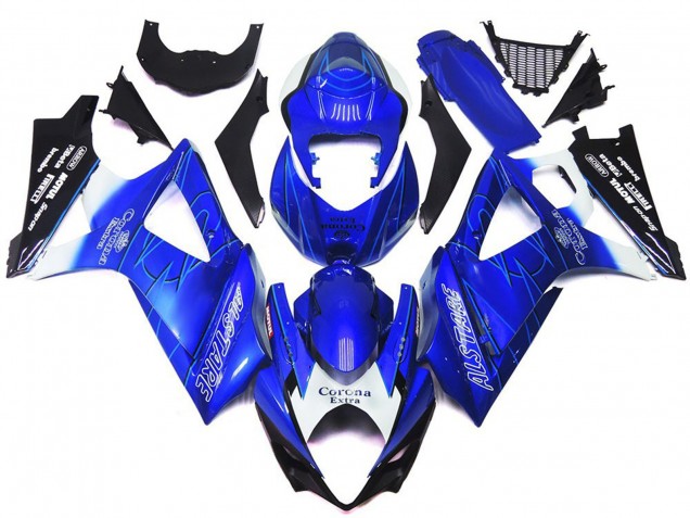 Bleu Vibrant Avec Blanc Corona 07-08 GSXR 1000 Carénage