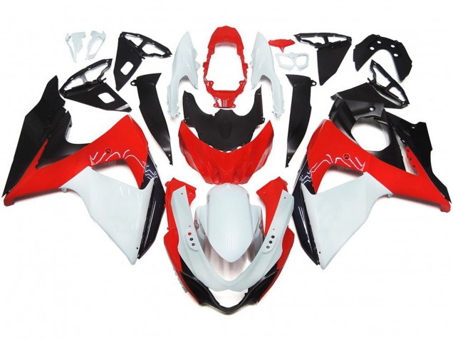 Rouge Brillant Avec Blanc & Noir 09-16 GSXR 1000 Carénage